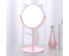 Cat Ear 360 Degree Rotation Makeup Mirror Cosmetic Desktop Mirrores Pink