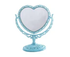 Double Sided Mirror with 360 Degree Rotation Heart Shape Makeup Mirrors Blue