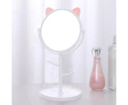 Cat Ear 360 Degree Rotation Makeup Mirror Cosmetic Desktop Mirrores White