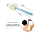 Long Handle Bath Brush Bristles Mesh Sponge Shower Cleaning Massager Gray