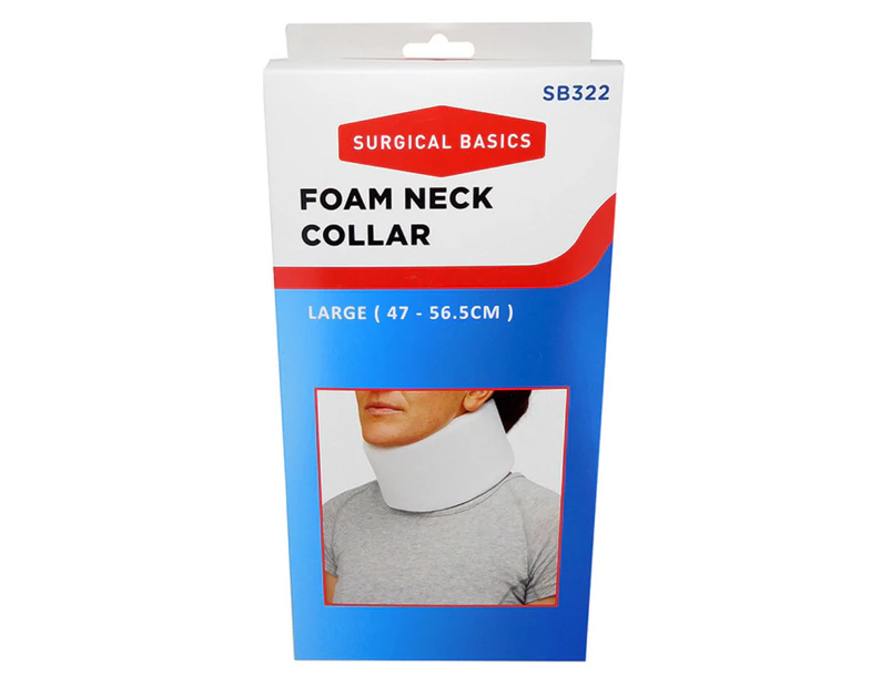 Surgical Basics Foam Neck Cervical Collar Support Brace Large 47 - 56.5cm - White