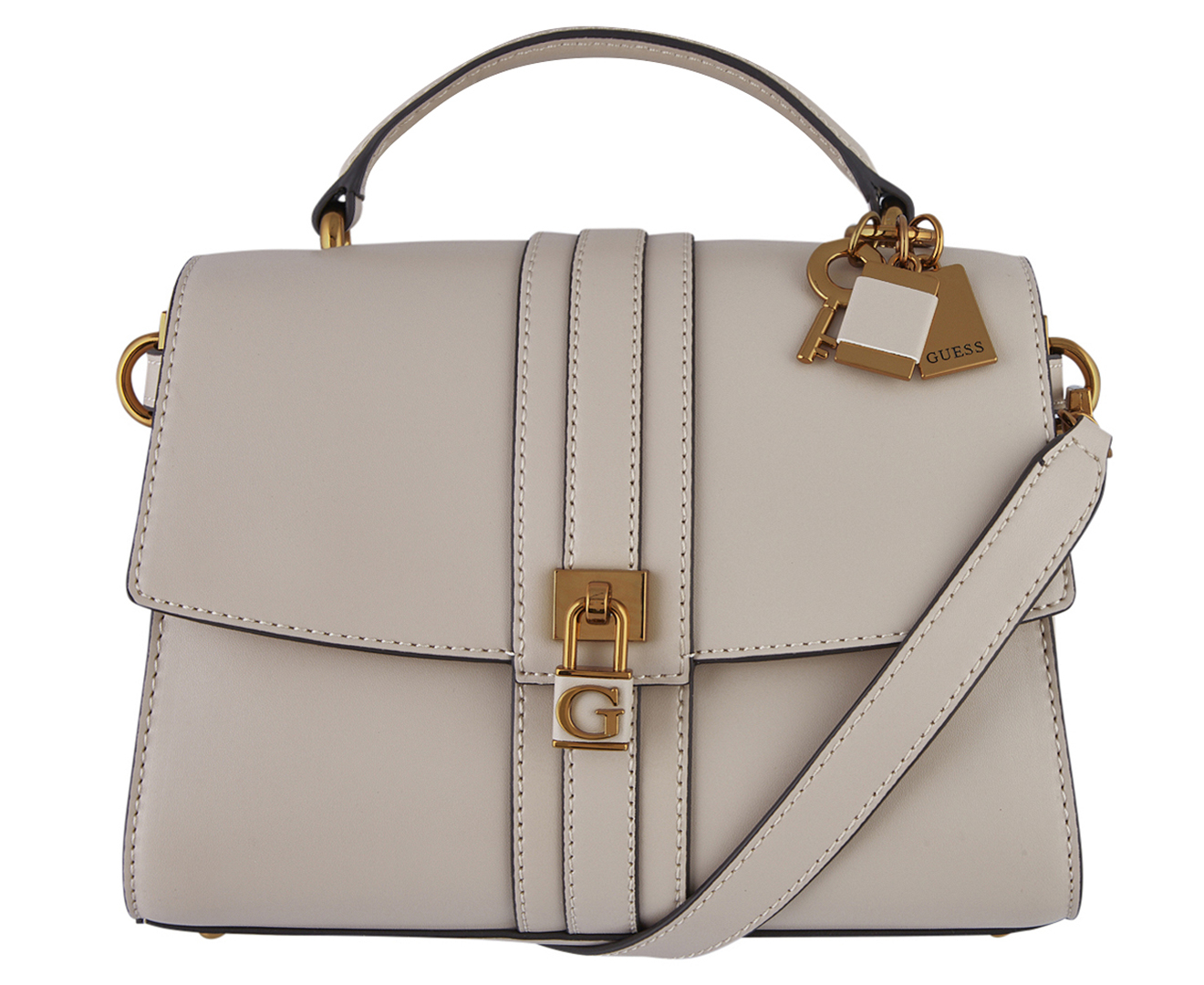 GUESS Ginevra Top Handle Flap Crossbody Bag - Light Rum | Catch.co.nz