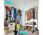 Rolling Clothes Rack Garment Shelves Organizer High-Low Rails on Wheels