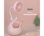 Polaris Mini Fan Mute Cool Rechargeable Cartoon Deer Horn Summer Desk Mini Fan Pen Holder for Dormitory-Pink