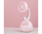 Polaris Mini Fan Mute Cool Rechargeable Cartoon Deer Horn Summer Desk Mini Fan Pen Holder for Dormitory-Pink