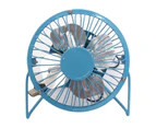 Polaris Mini Fan Silent Strong Wind USB Charging Metal Wrought Iron Student Desk Electric Fan for Office-Blue