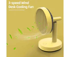 Polaris Mini Fan Silent Powerful Portable Fashion 3-speed Wind Desk Cooling Fan for Dorm-Yellow-Round