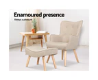 Armchair Lounge Chair Fabric Sofa Accent Chairs and Ottoman Beige