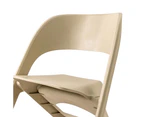 Set of 4 Dining Chairs Office Cafe Lounge Seat Stackable Plastic Leisure Chairs Beige