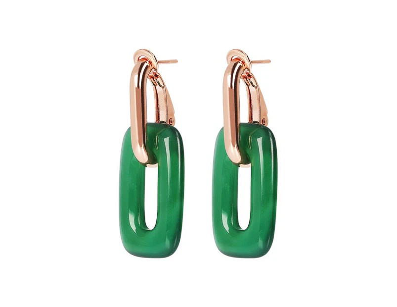 Bronzallure Variegata Green Agate Link Earrings