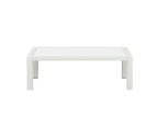 Manly White Aluminium Outdoor Coffee Table With Faux Wood Top (110x62cm)