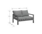 Manly 2 Seater Charcoal Aluminium Outdoor Sofa Lounge With Arms Grey Cushion