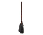 Milleni Nappa Leather Cross Body Bag w/ Adjustable Shoulder strap in Black-Chestnut