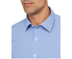 Van Heusen Euro Tailored Fit Shirt Men's Long Sleeve - Blue Check