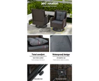 Gardeon 3PC Outdoor Furniture Bistro Set Lounge Wicker Swivel Chairs Table Cushion Black