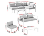 Gardeon 4 Seater Outdoor Sofa Set Aluminium Lounge Setting