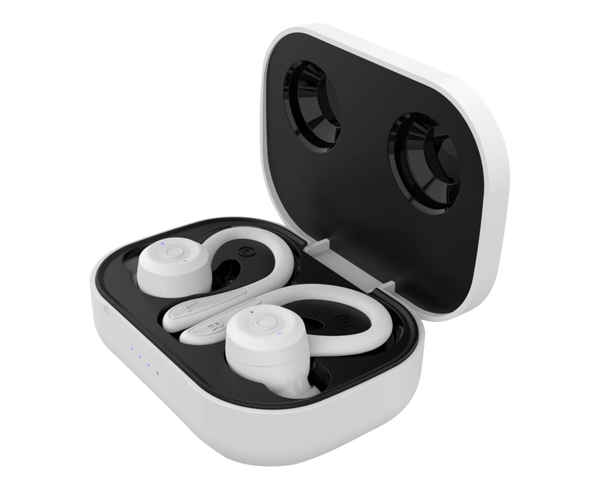 2Pcs MS-T20 Wireless Earbuds Bluetooth-compatible 5.0 Time Earhook/In-ear Wireless Stereo IPX6 Waterproof Sports Earphones with Microphone for Running - White