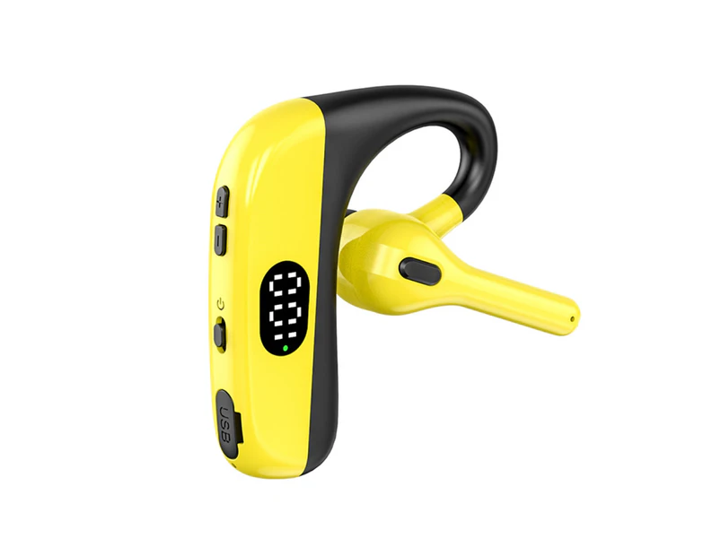X3 Bluetooth-compatible Earphone Handsfree LED Power Display Monaural Business Sport Wireless Headphone for Car - Yellow
