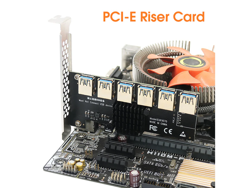 PCI E Riser Card Golden Plating Wide Compatibility USB 3.0 1 PCI E to 6 PCI E Multiplier Card for Graphics Card