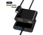 Type C Converter 4 in 1 High Resolution Type C to 4K HDMI compatible VGA USB 3.0 USB C OTG Charging Power PD Port Hub Adapter for Windows 7/8/10