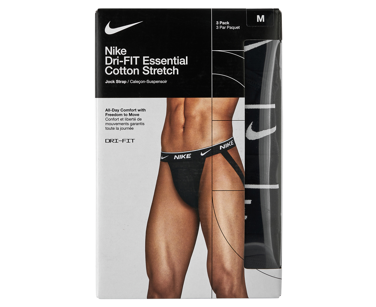 Nike 3 Dri-Fit Jock Straps 2XL Cotton Stretch Black Stay Dry, Comfort SHIP  FREE!