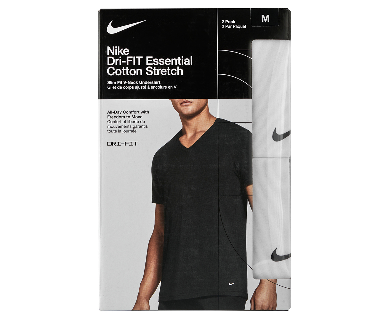 Nike Men's Dri-FIT Essential Cotton Stretch V-Neck Undershirt 2