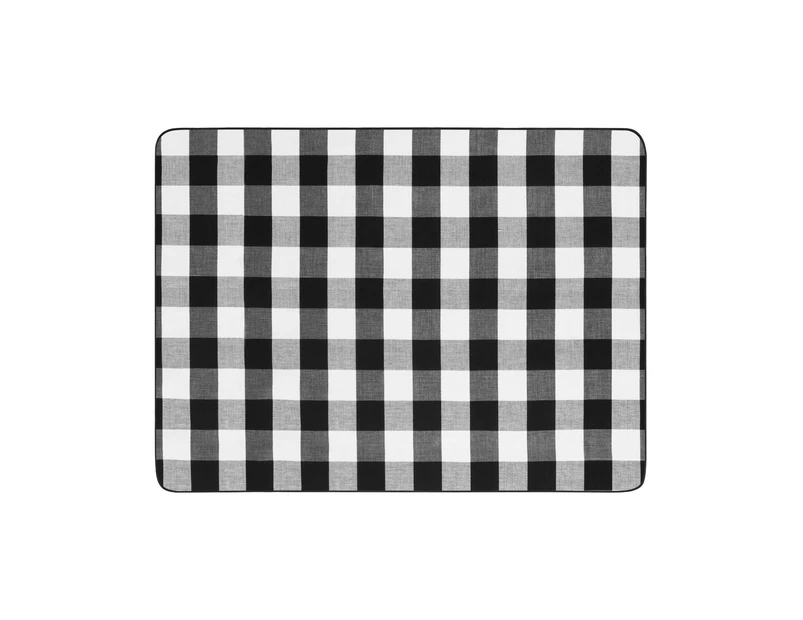 Picnic Blanket Extra Large Soft Rug Waterproof Mat Outdoor Camping Faux Linen Black and White Checker - Black and White Checker