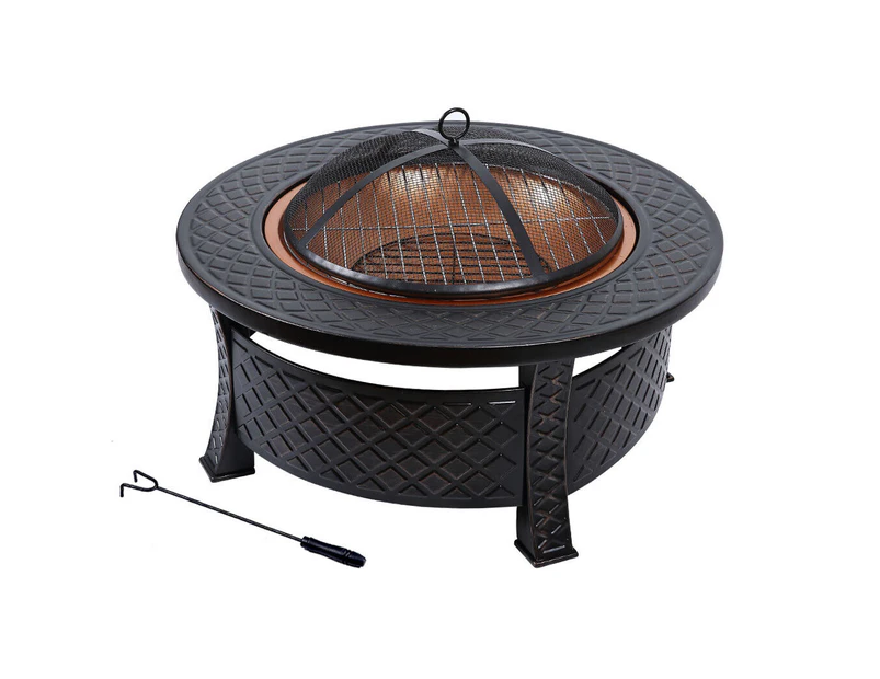 3 IN 1 Fire Pit BBQ Grill Pits Outdoor Patio Garden Heater Fireplace BBQS