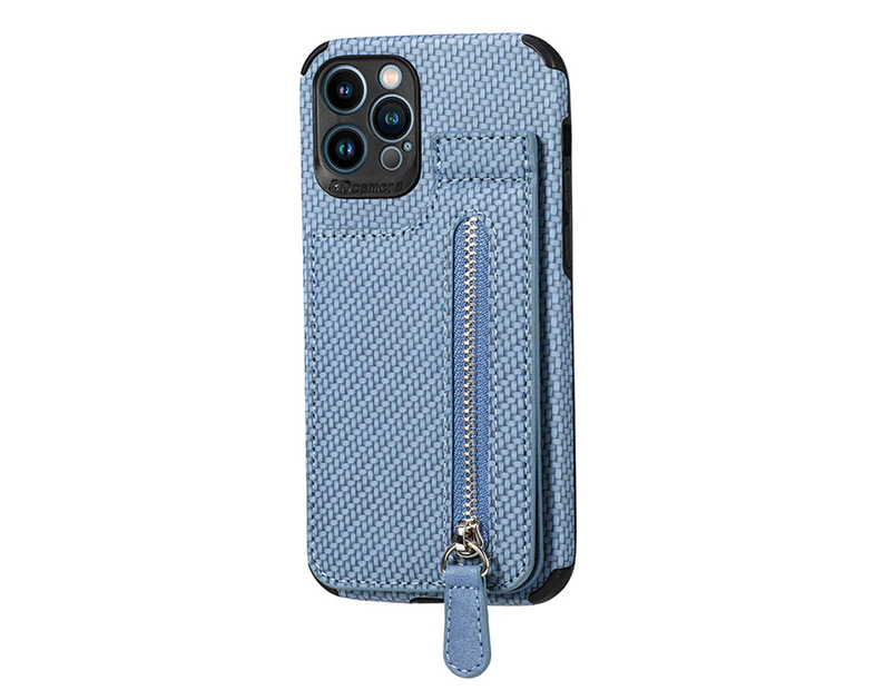Phone Case Wallet Card Holder Holder Zipper Bag，Protective Folding Case Cover for iPhone 14 Pro blue