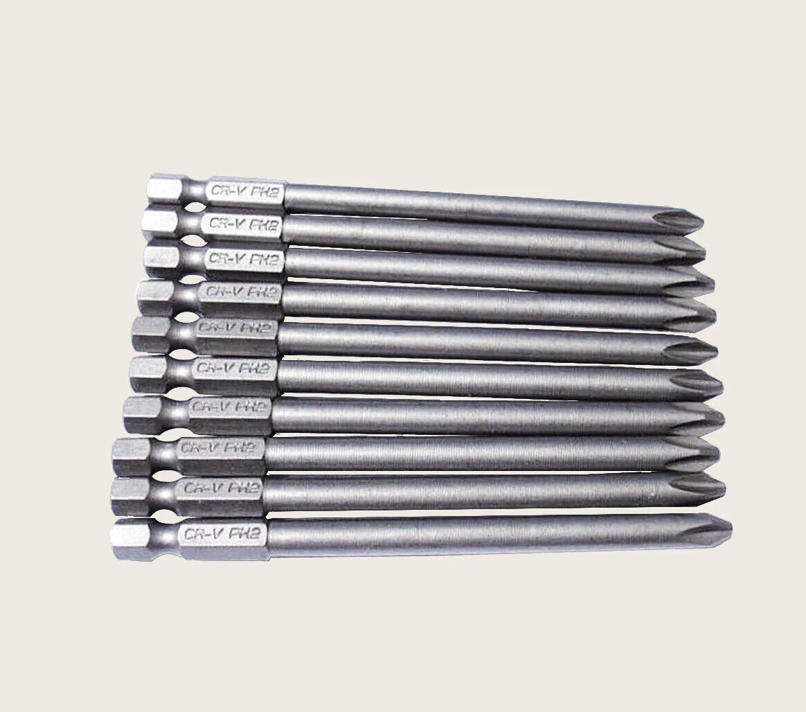 10 pc pcs 100 MM 4'' IMPACT SCREWDRIVER BIT SET CRV SCREW DRIVER DRILL BITS