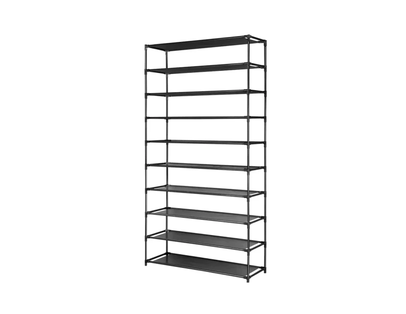 Shoe Rack 10 Tier Shelves Shoes Cabinet Storage 50 Pairs Steel Stand Black