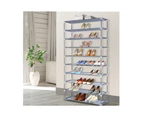 Shoe Rack 10 Tier Shelves Shoes Cabinet Storage 50 Pairs Steel Stand Grey