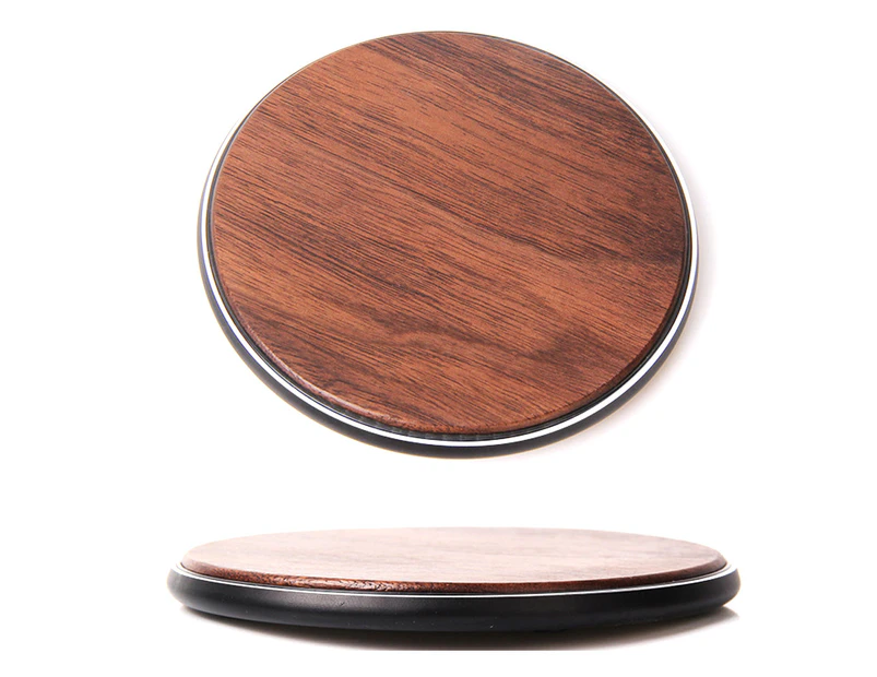 Wireless Charger Wood Charging Pad- 15W Fast Charging Station - Compatible with iPhone Black walnut