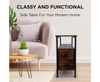 Viviendo 2 drawer Side Table Bedside table with Industrial Style Steel and Wood
