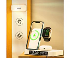 15W Phone Wireless Charger Clock 3 In 1 Fast Charging Bracket RGB Night Light-White