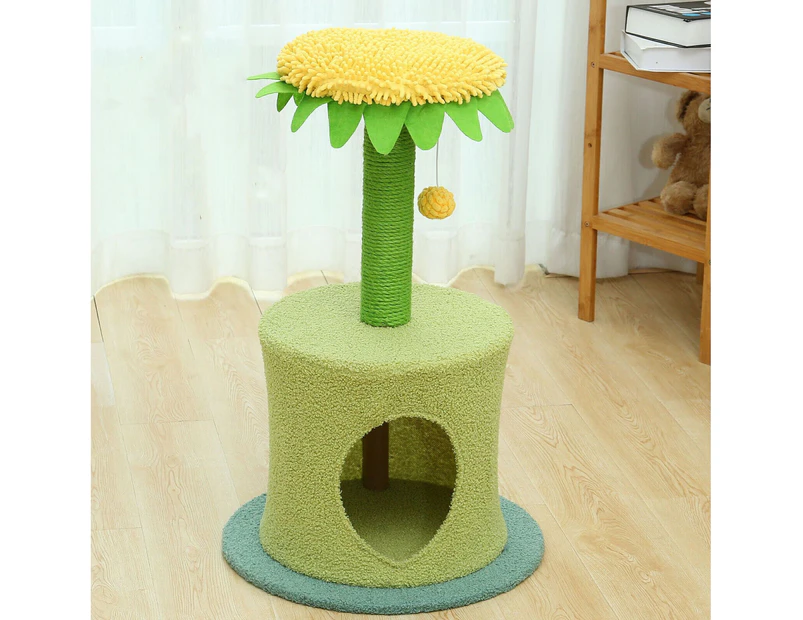 Multilevel Cat Tree with Scratcher Pole Cat Tower with Hidaway Cat Bed