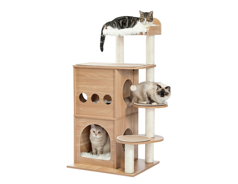 Road Cat Tree Tower Scratching Post Scratcher Wood Condo House Bed Cat Toys 120cm