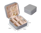 2PCS Portable Travel Jewellery Box Organizer Leather Ornaments Jewelry Case Storage 10*10*5cm Black+Grey