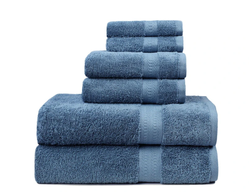 6PCS 100% Combed Cotton Towel Set Bath Towel Hand Towel & Face Washer Sets Slaty