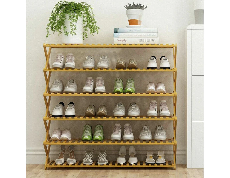 Foldable Multi Layer Shoes Rack Tiers Bamboo Bench Storage Shelf Stand Organizer 6 Tier 68cm width