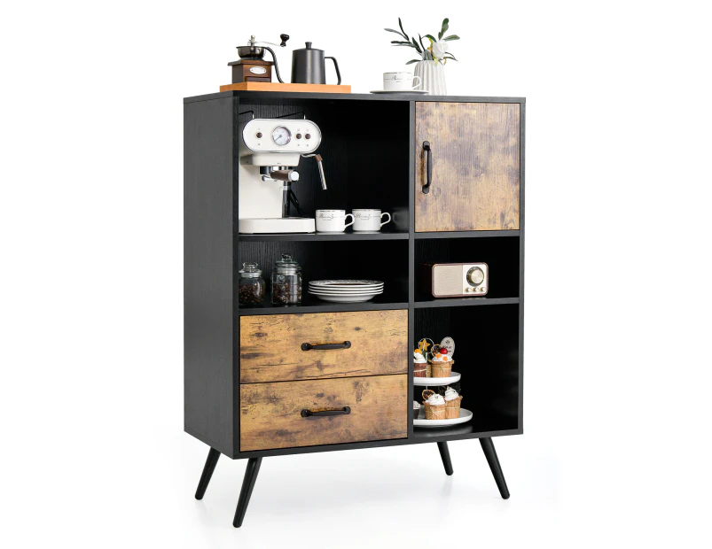 Giantex Mid-century Buffet Sideboard Industrial Kitchen Cupboard w/2 Drawer Storage Organizer Dining Room Entryway