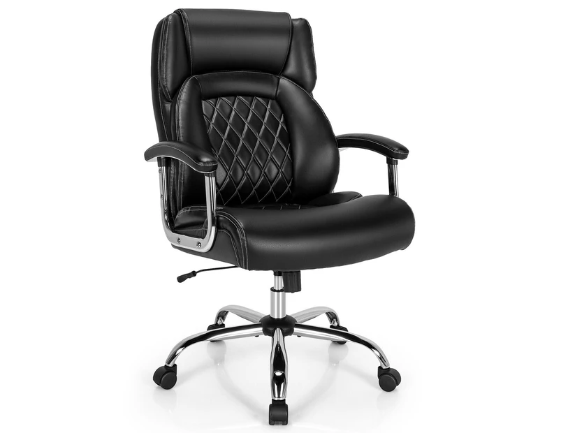 Giantex Height Adjustable Executive Chair Swivel Task Chair w/ Armrest Computer Desk Chair Recliner Black