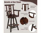 Giantex 360° Swivel Bar Stool Wood Kitchen Stool w/Footrest & Backrest Industrial Tall Bistro Armchair