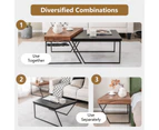 Giantex 2PCS Modern Coffee Table Stacking Side Table w/Metal Legs Nesting Table for Living Room Bedroom