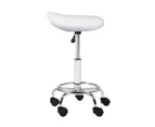 Saddle Salon Stool White PU Swivel Barber Hair Dress Chair Hydraulic Lift