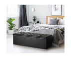 Oikiture Storage Ottoman Blanket Box Foot Stool XL Chest Toy PU Leather Black