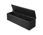 Oikiture Storage Ottoman Blanket Box Foot Stool XL Chest Toy PU Leather Black