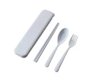 3Pcs/Set Delicate Camping Cutlery Set Corrosion Resistant-Blue