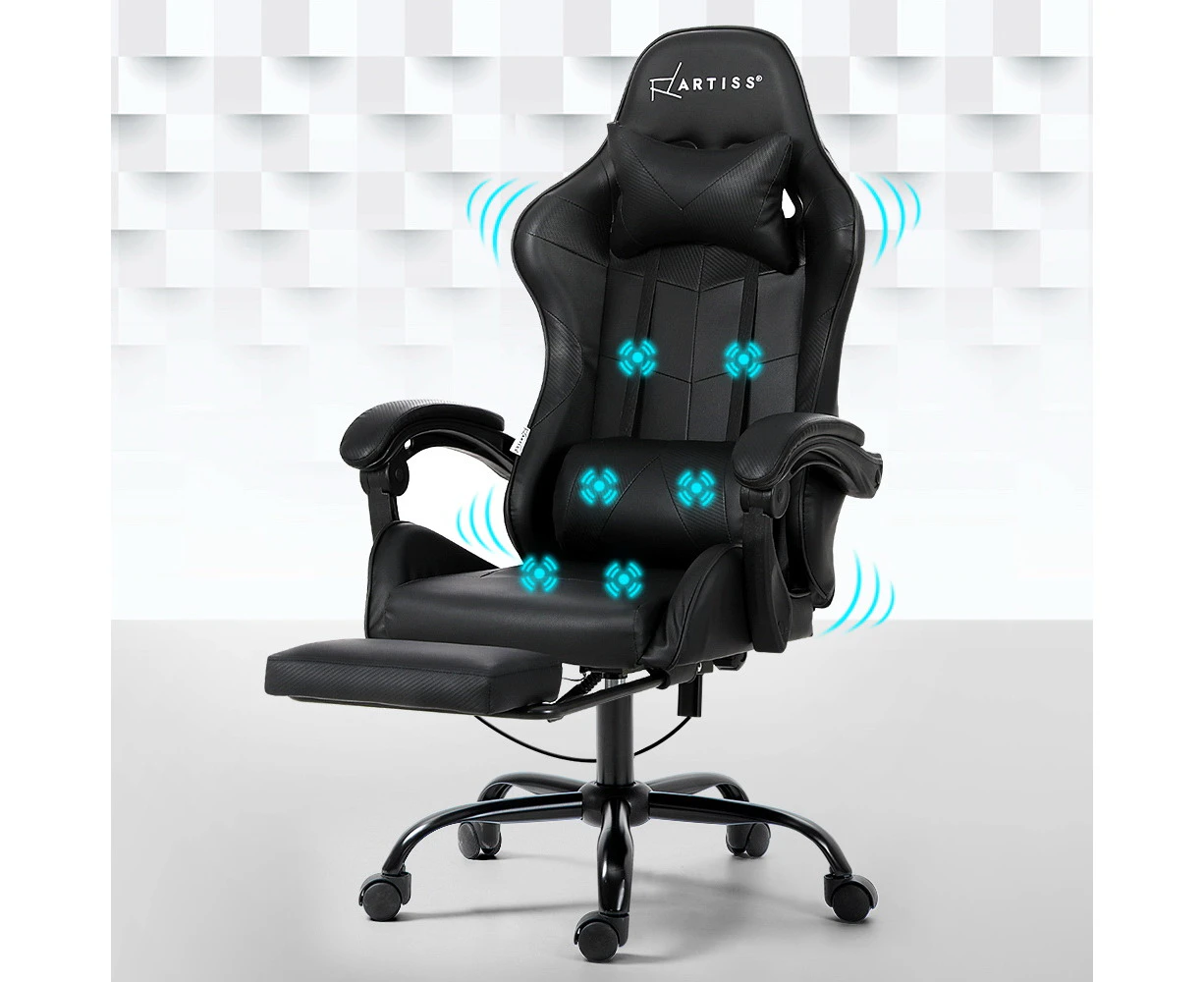 Artiss Gaming Chair 6 Point Massage Office Chairs Ergonomic Seat Black