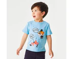 Baby and Kids Short Sleeve T-shirts Tops Cute Boys Girls Toddler Basic Tee Tops-Blue
